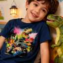 Funnycokid Toddler Boys Shirts Graphic T-Shirt Kids Short Sleeve Tees 2-6 Years (Blue)