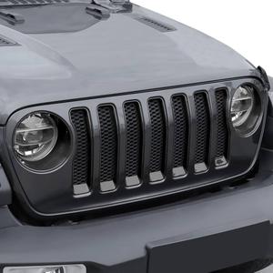 Front Grille Mesh Inserts & Headlight Cover for Jeep Wrangler JL JLU Sport & Sport S Only 20182023 Exterior Accessories Clipin Grille Guard Cover Headlight Bezels Trim Ring (Black 9PCS)
