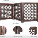 Wooden Foldable Pet Dog Safety Gate -3 Panels 20"Wx24"H- Hand Carved Solid Wood And MDF - Free Standing Portable Indoor Doorway Hall Stairs Dog Puppy Fence - Fully Assembled - Antique Brown -IRONGATE