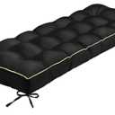 Outdoor Bench Cushion, Tufted Patio Seat Pad for Garden Bench, Porch Swing, Indoor/Outoor Furniture (Black, 48X18X4 inch)