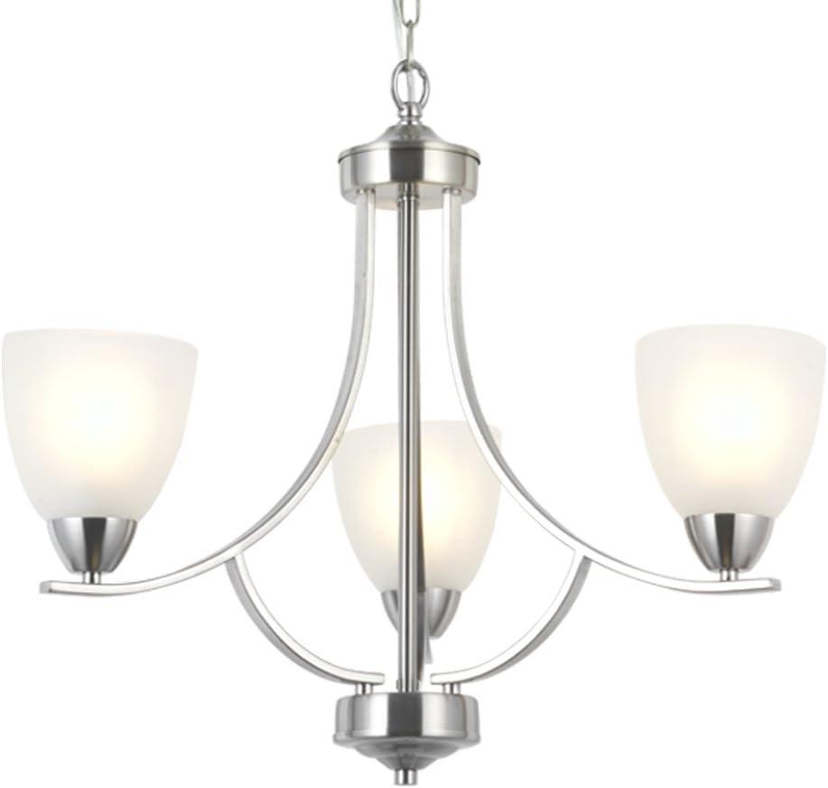 3 Light Contemporary Chandeliers Brushed Nickel Modern Light Fixtures Ceiling Hanging Classic Pendant Lighting for Foyer Bedroom Dining Room Bathroom