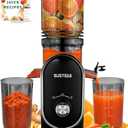 SUSTEAS Cold Press Juicer, 300W, 5.3" Large Feed Chute, 1.5L Capacity, Automatic Feeding, High Yield, Easy to Clean, Ideal for Whole Fruits & Vegetables, Black