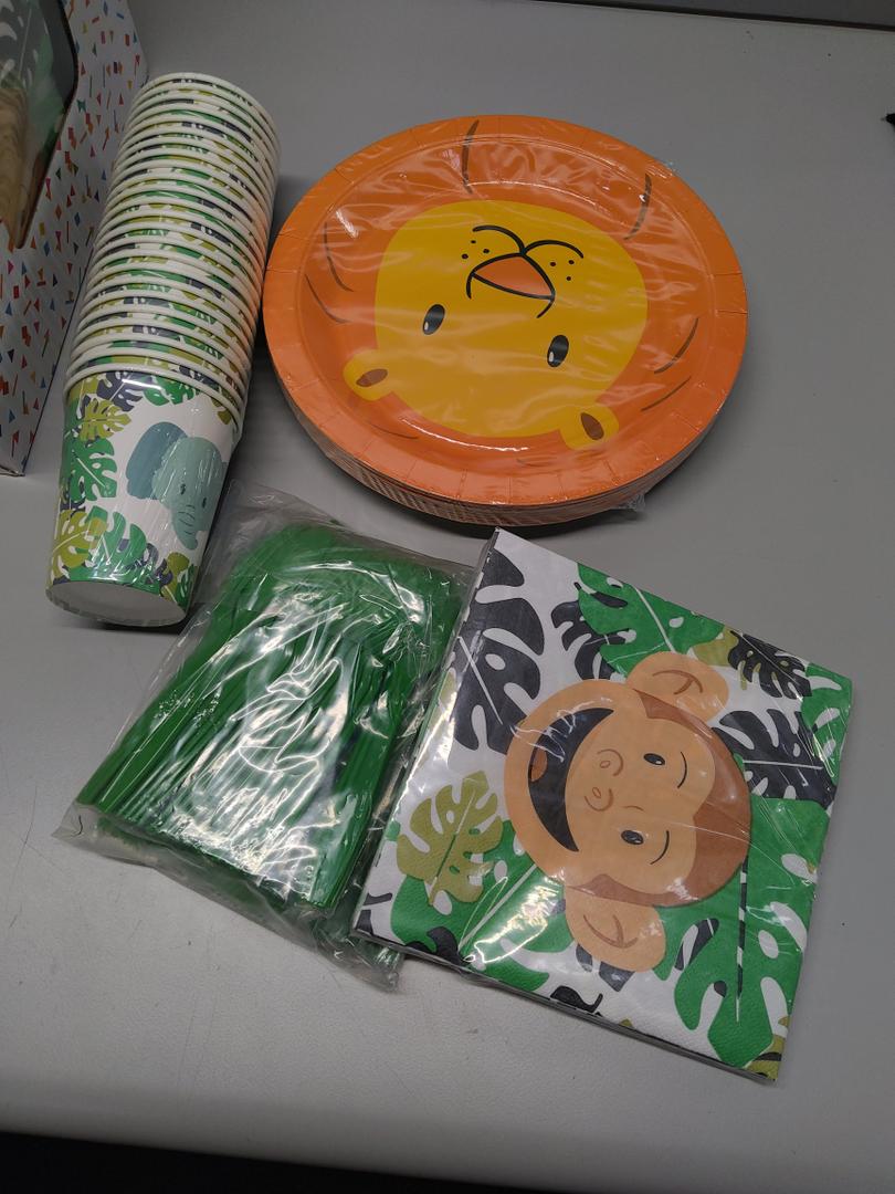 Blue Panda Animal Party Supplies - Serves 24 - Includes Plates, Knives, Spoons, Forks, Cups and Napkins. Perfect Party Pack for Kids Themed Birhtday Parties and Baby Showers, Zoo Animal Pattern