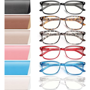 NOVIVON 6 Pack Reading Glasses for Women, Reading glasses men, Blue Light Blocking Readers, Computer eye glasses, Cheaters, 1.5