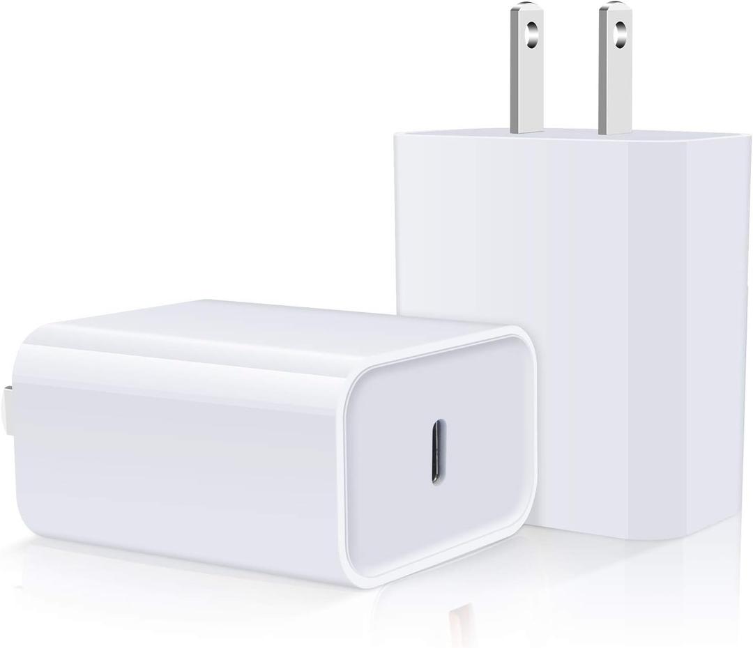 iPhone 17e 16e Fast Charger Block, 2Pack 20W USB C Power Adapter Type C Wall Charger for iPhone 17/17 Pro/17 Pro Max/Air/16/16 Pro/16 Pro Max/16 Plus/15/14/13/12/11/Pro/Max/SE/XR/XS, Pixel 10a 9 Pro
