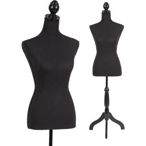 FDW Female Mannequin Body Dress Form Sewing Mannequin Torso Manikin with Tripod Base Stand Adjustable Mannequin for Sewing Clothes Display(Black,59-67 Inches)