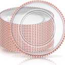 Zopeal 18 PCS Clear Charger Plates with Beaded Rim 13 Inch Plastic Round Charger Plates Bulk for Dinner Home Kitchen Wedding Party Tabletop(Rose Gold)