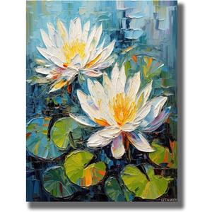 Lotus Flower Wall Art Abstract Lotus Pictures Watercolor Floral Canvas Painting Prints Zen Wall Decor for Bathroom Meditation Decor 12x16 inch Unframed