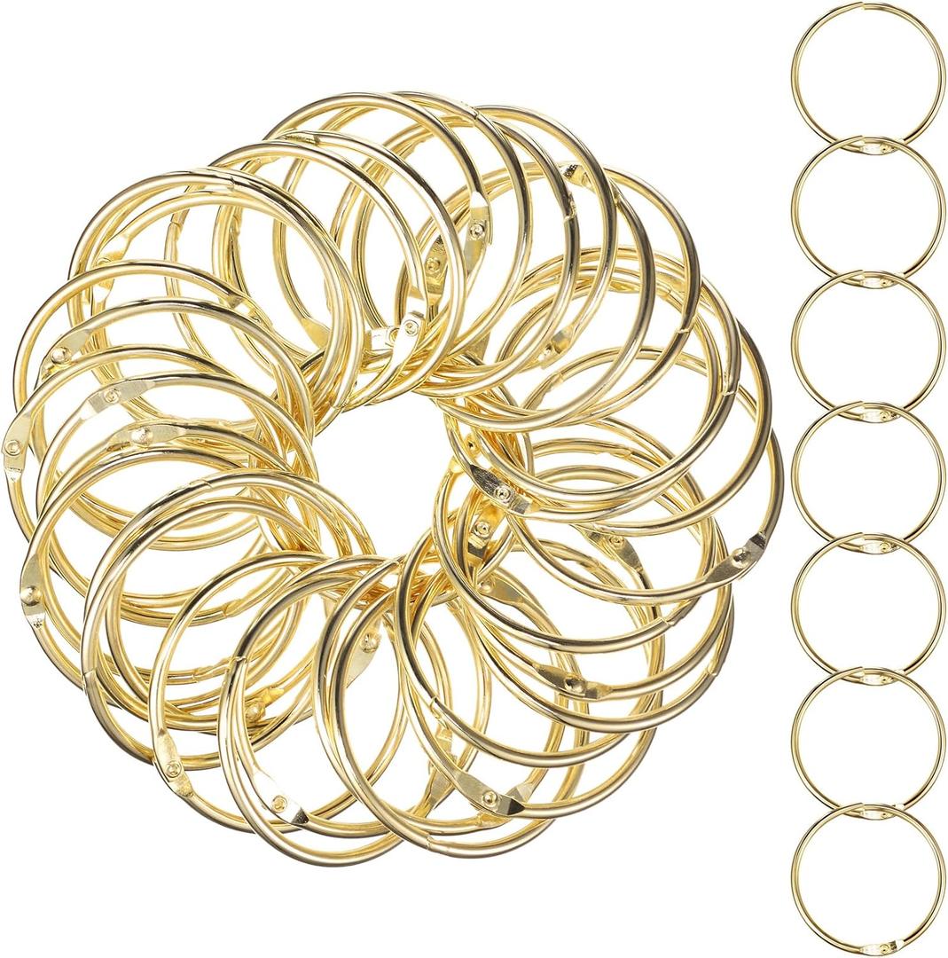 Boao 60 Pcs Shower Curtain Rings Bathroom Curtain Hooks Metal Round Rings for Bathroom Shower Rod (1.2inch,Gold)