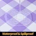 Smiry Round Picnic Tablecloth, Elastic Waterproof Fitted Vinyl Tablecloths for 36"-44" Tables, Flannel Backed Buffalo Plaid Table Cover for Dining, Camping, Outdoor, White and Purple
