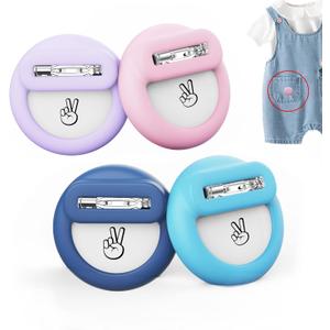 Air Tag Holder for Kids (4 Pack), Hidden GPS Tracker Case with Invisible Pin for Airtag Gen 2/1, Silicone Protective Cover for Toddlers, Children,Elderly, Cloth, Pants(Dark Blue+Sky Blue+Pink+Purple)