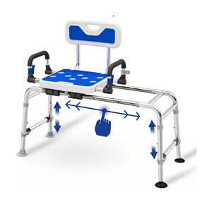 Sliding Shower Chair for Inside Shower & Bathtub, 500lb Heavy Duty Adjustable Height Transfer Bench, Shower Bench Seat for Elderly Disabled & Seniors