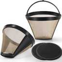 Reusable Coffee Filters 4 for Permanent Filter for Ninja Coffee Maker for Cuisinart Filter Basket Replacement (2 Coffee Filters and 2 Coffee Coasters)