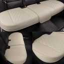 Beige Leather Car Seat Cover Rear Bench,  Rear Seat