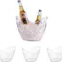 Clear Ice Bucket 4 Pack, 4L Acrylic Ice Buckets for Parties - Beverage Tub for Champagne, Beer, Bottles, Large Drink Cooler Bin for Home or Commercial Use