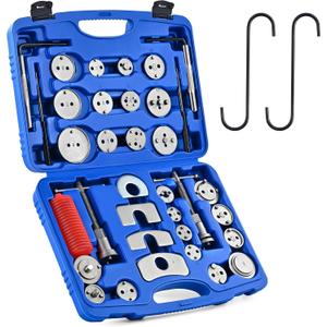 Orion Motor Tech 35 Piece Disc Brake Caliper Tool Kit, Heavy Duty Brake Caliper Compression Tool Kit for Brake Pad Replacement, Brake Piston Caliper Compressor Tool with 24 Adapters Fits Most Vehicles