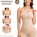 CtriLady Strapless Shapewear Bodysuit for Women Tummy Control Shapewear Seamless Full Body Shaper with Removable Straps (Beige, M)