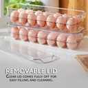 Set of 2 Egg Holder Tray for fridge with Lid Clear, Plastic Egg Organizer Container For Refrigerator, Home Organization and Storage