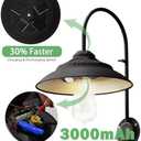 Goodeco Solar Barn Lights for Outside - Metal Design Outdoor Lights with Motion Sensor, 4 High Efficiency Solar Panels and one Clear Glass LED Edison Bulb, Chicken Coop Lights & More (Black 2P)