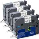 Absonic 4-Pack Tze-111 6mm Black on Clear Label Tape Compatible for Brother Tze111 Tz-111 Tz111 P Touch Tze 6mm 0.23" Laminated Clear Tz 1/4 Inch Label Tape for PT-H110 PT-D220 PT-D202 PT-D210 PT-D610