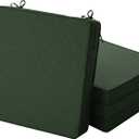 Outdoor Chair Cushions, Water-Resistant & Fade-Resistant, Patio Furniture Square Seat Replacement Chair Pads with Ties, Removable Cover, Non-Slip Bottom, Set of 4, 18 x 18 Inch, Olive Green