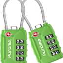 Puroma 2 Pack TSA Approved Luggage Locks, 4 Digit Combination Travel Locks Resettable Code Lock with Zinc Alloy Body for Suitcase, Toolbox, Backpack, Bag, Gym Locker (Basic Green)