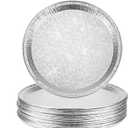 15 Pack Serving Platters 12, Disposable Aluminium Foil Serving Trays for Parties, Silver Embossed Foil Serving Dishes/Plates for Vegetable, Fruit, Slices of Cake, Cookies