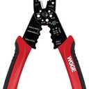 WGGE WG-015 Professional 8-inch Wire Stripper/Crimping Tool, Cable Cutter/Crimper, Wiring and Multi-Function Hand Tool, Red With Black