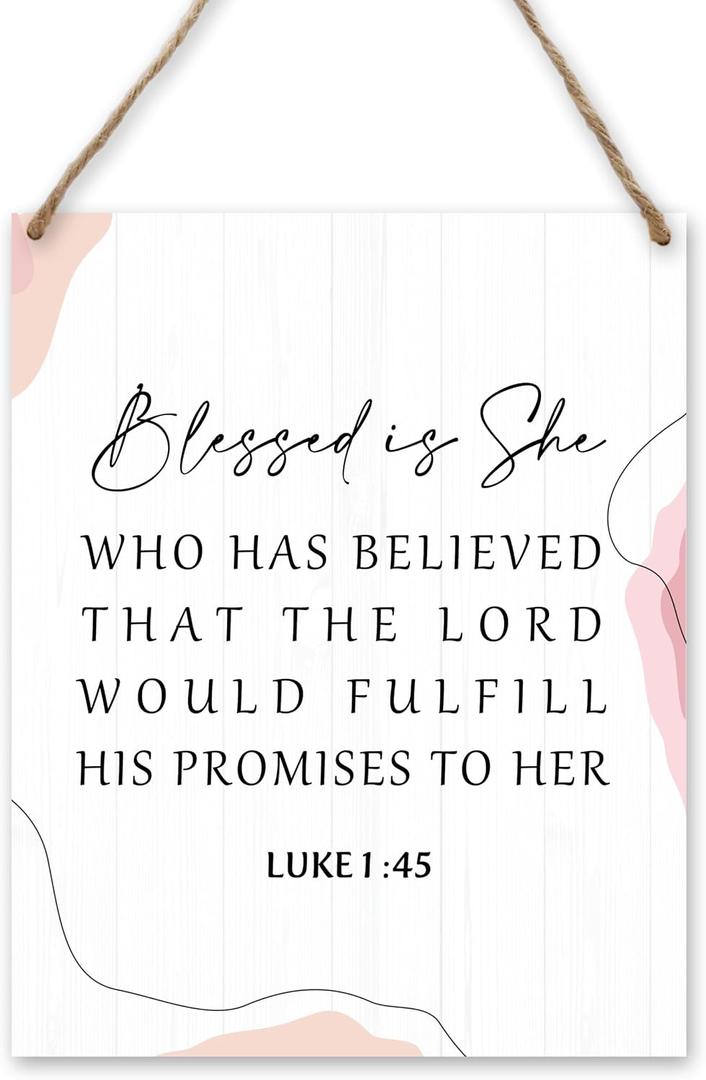 2 x Christian Wall Art for Christmas Decorations Indoor | Religious Wall Decor for Prayer Room, Wood Bible Verses Scripture Home Wall Prints (A09), medium