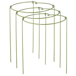 3 Pack Plant Support Stakes, Adjustable Plant Ring Cages with Green Rubber Wrapping, Ideal for Orchids, Indoor and Outdoor Potted Plants, 10" Wide x 17" High