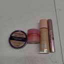 Covergirl Pressed Powder, Laneige Lip Sleeping Mask, e.l.f. Halo Glow Liquid Filter, Maybelline Sky High Mascara