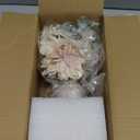 Mkono Small Artificial Flowers in Ceramic Vase 13.5" Centerpieces Coffee Table Decor, Silk Flower Arrangements for Home Decor Indoor Fake Flower Bouquet for Bathroom Dining Room Kitchen Wedding Brown