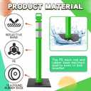 Kanayu 49 Inch 4 Packs Traffic Delineator Posts with 8.8 Lbs Rubber Base PE Delineator Post Portable Parking Pole Traffic Cone Barrier with Removable Base, Reflective Band(Green)