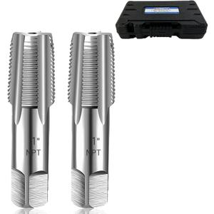2-Piece NPT Pipe Tap Set, 1" NPT Tap Set Carbon Steel Hand Threading Plumbing Tap Set for Accurate Threads, Assorted Plumbers Mechanics DIY Thread cutting tools (2 Pcs 1")