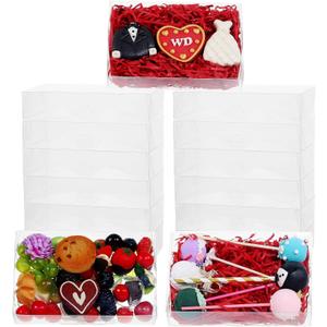 24PCS 7x4.3x1.5 Inch Plastic Clear Cookie Boxes with Window Chocolate Truffle Boxes Orec Boxes Pastry Bakery Boxes Dount Boxes Browine Soap Treat Boxes for Party Favors Wedding Christmas Valentine's (7"X4.3"X1.5")