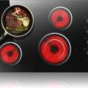 30 Inch Electric Cooktop 4 Burners with Knob Control,6700W Built-in Radiant Electric Cooktop, 9 Power Levels, Hot Warning, 220V Hard Wire(No Plug)