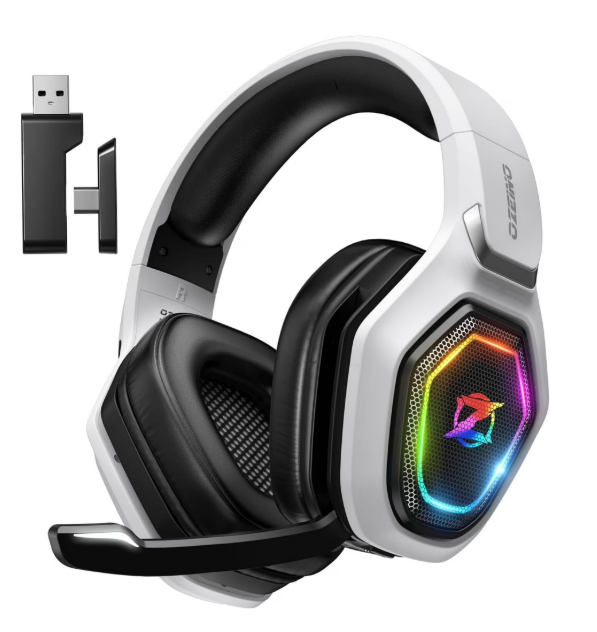 Wireless Gaming Headset 2.4GHz USB & Type-C Low Latency Gaming Headphones with Microphone for PC, PS5, PS4, Mobile, Switch