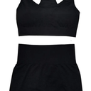 EUYIMOMO Leggins,Yoga Fitness Sports Pants Bra Fitness Set, High Waist Running Short Leggings Sports Set-Black Short Chest XL