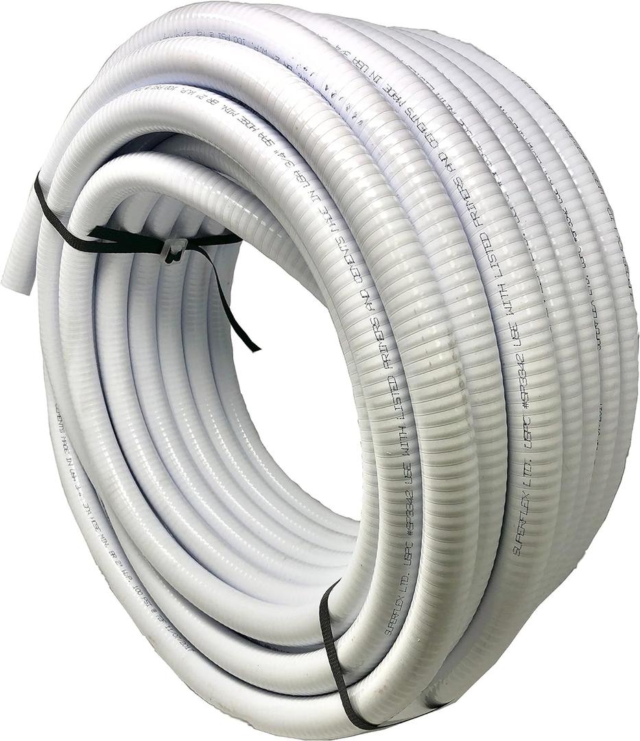 Sealproof 1.5" Dia Flexible PVC Pipe, Swimming Pool and Spa Hose Tubing, Schedule 40, Pump Filtration, Made In USA, 1-1/2-Inch, 25 FT, White