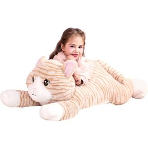 IKASA Large Cat Stuffed Animal Plush Toy, Giant Kitten Cute Jumbo Soft Toys, Huge Big Size Plushy Gigantic Plushie, Gifts for Kid Girl (30 inches, Orange)