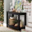 Besiost Small Farmhouse Wood Entryway Table Narrow Console Table with Storage Behind Couch Sofa Table with Shelves Entry Way Table with Open Storage, Easy Assembly, 32" Embossed Wood Grain Black