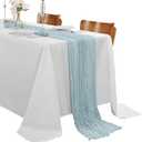 15 Pack Light Blue Cheesecloth Table Runner 9FT Rustic Sheer Table Runners 17x108 Inch Gauze Boho Runner for Wedding Bridal Baby Shower Birthday Party Table Decorations