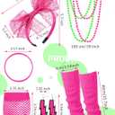 Vabean 19 Pcs 80s Costume Set T Shirt Leggings Tutu Skirt Headband Necklace Bracelets Earrings Gloves Leg Warmers for Women (M)