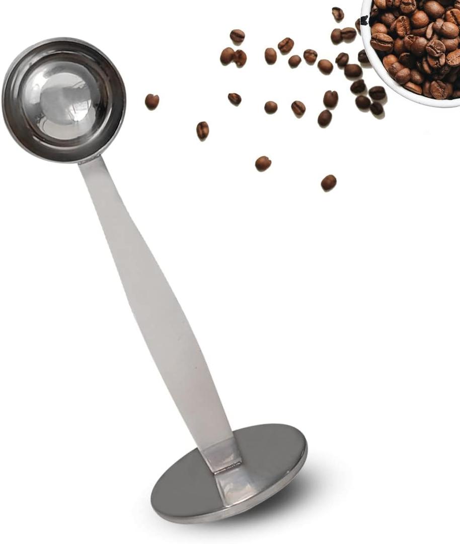 2-in-1 Coffee Scoops, 304 Stainless Steel Tablespoon Measure Spoon, with Pressed Bottom for Coffee Bean Press Coffee Grinding PressingSilver15 ml