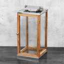 Wooden Metal Lantern, 16" Lantern, Made of Wood, Metal and Glass, High-Quality Lantern Set, Wooden Lantern, Table Lantern, Candle Holder, Candle Holder 