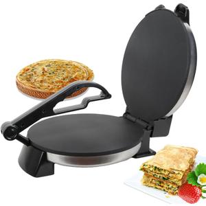 10 inch Roti Maker,Tortilla Maker Machine,Cast Iron Heavy Duty Tortilladora Press,Non Stick Surface, Non-Slip Feet,Crepe Maker, Dough Maker for Flour Tortilla,Black