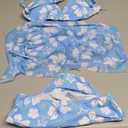 COZYEASE Girls' 3 Piece Set Floral Print Bikini Swimsuit with Drawstring Beach Skirt Cute Ruched Bathing Suit (11 Years, Multicolor Blue)