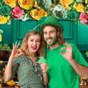 XCKALI Happy St. Patrick's Day Backdrop Green Door Hat Lucky Shamrock Photography Background Spring Irish St. Patrick's Day Party Decoration (8x6ft)