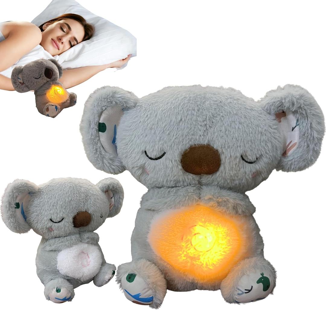 Anxiety Relief Koala, Breathing Teddy Bear with Calming Music, Lights, Sleeping Otter Plush, Soothing Koala for Adults & Kids, Stress Relief Stuffed Animal (3-Level Adjustable Volume)