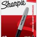 Sharpie Super Permanent Markers, Fine Point, Black, 12 Count - Quick Drying, For Classroom, Poster Boards, Office, Home, Teacher Supplies